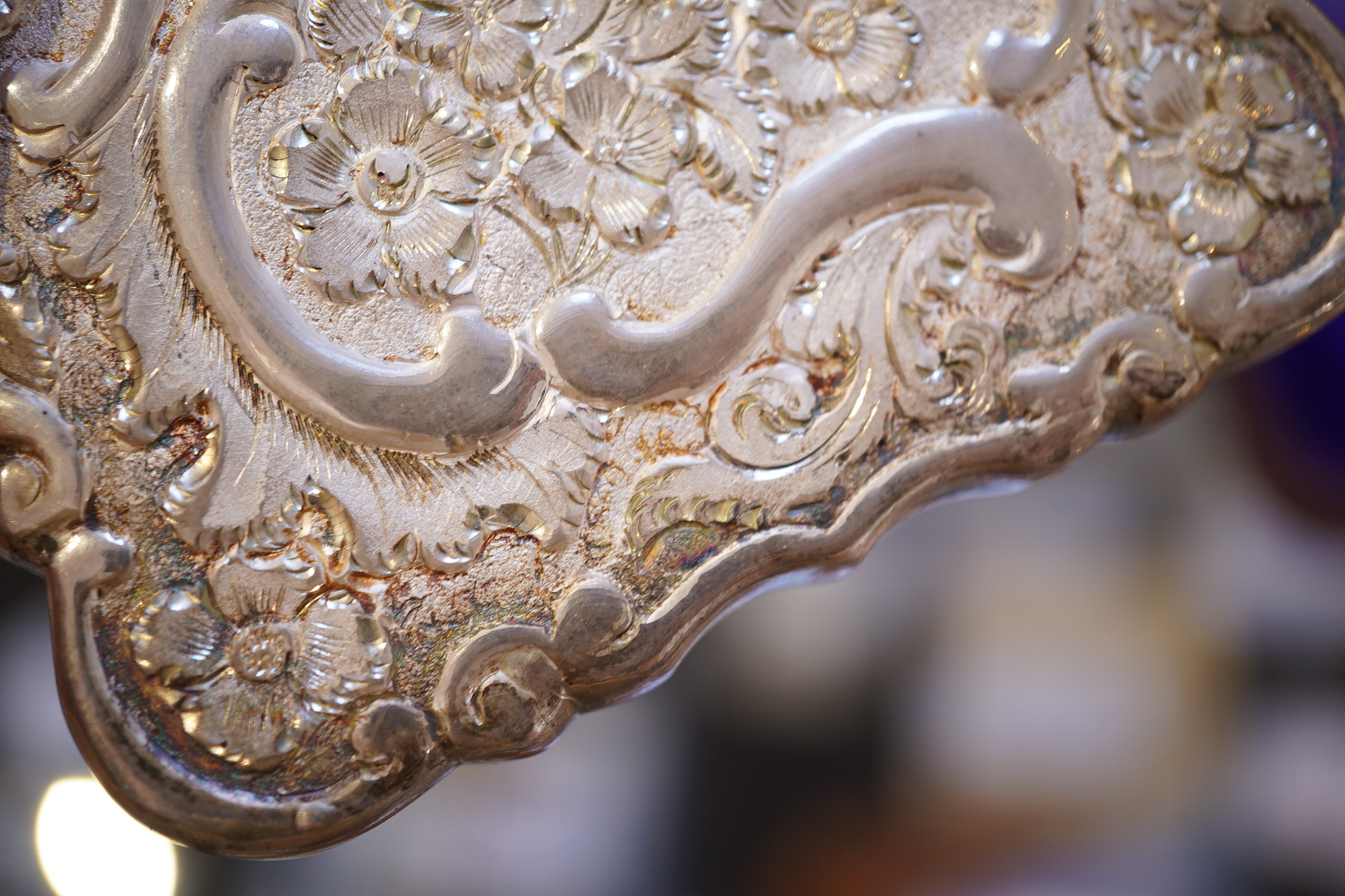 A Victorian silver 'castle top' card case by Hilliard & Thomason?
